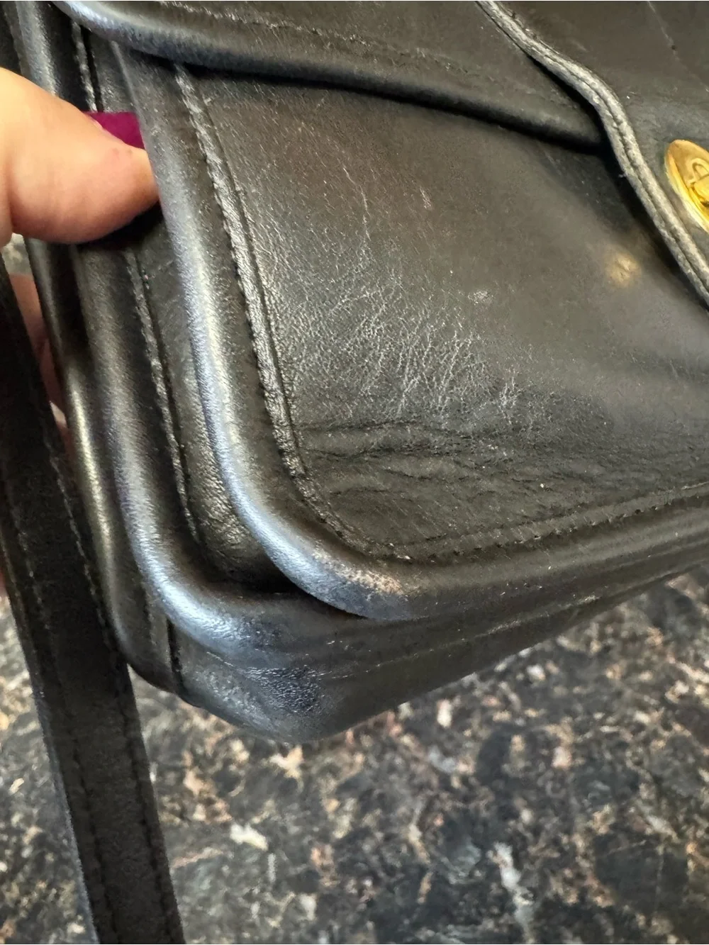 Vintage Coach Station Bag Black Leather Rare Creed Anomaly USA